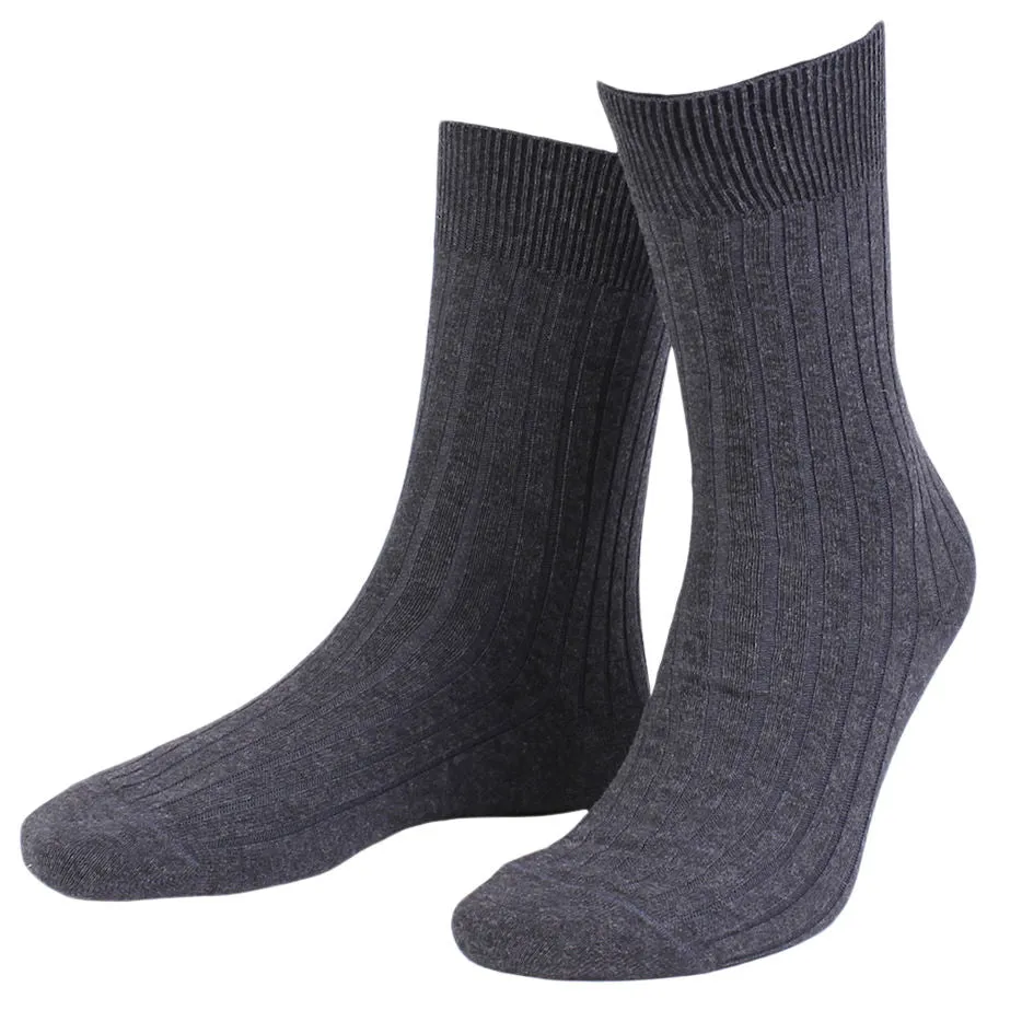 3 PAIR - True Ribbed Combed Cotton Blend Italian Mid Calf Socks (Choice of Colors) by Amanda Christensen