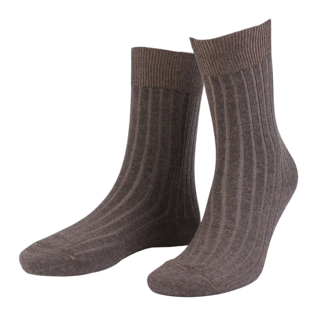 3 PAIR - True Ribbed Combed Cotton Blend Italian Mid Calf Socks (Choice of Colors) by Amanda Christensen