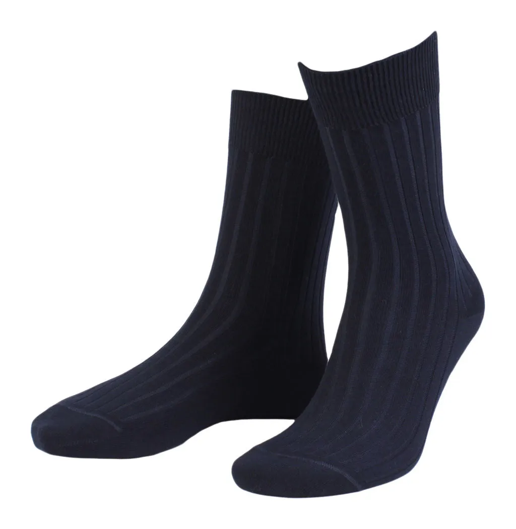 3 PAIR - True Ribbed Combed Cotton Blend Italian Mid Calf Socks (Choice of Colors) by Amanda Christensen