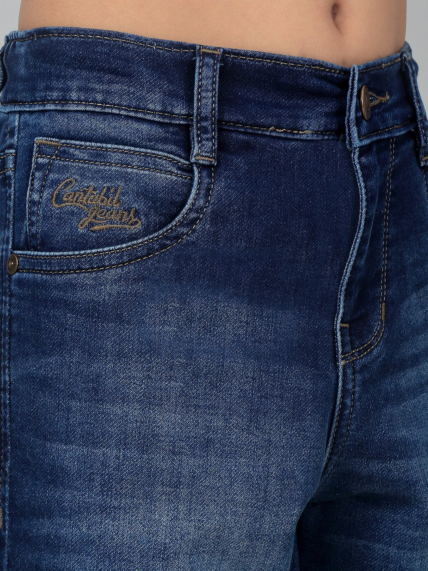Boy's Dark Blue Solid Denim Jogger