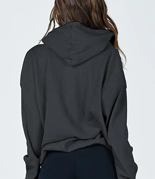 Casual Zip Up Drawstring Hoodie Sweatshirt