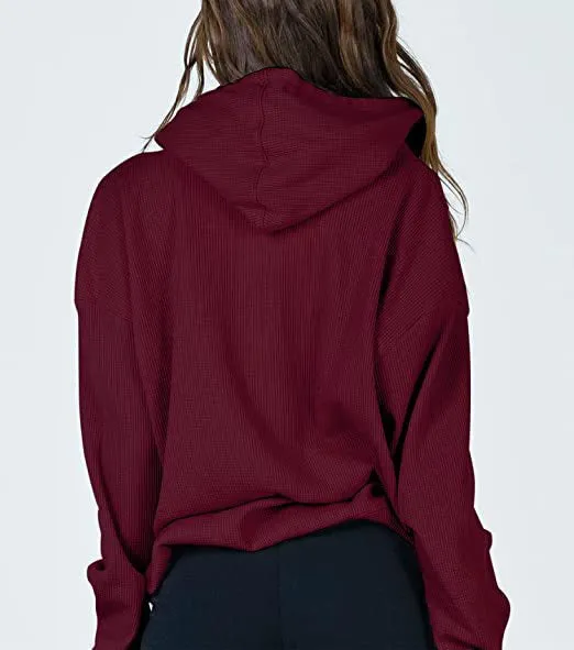 Casual Zip Up Drawstring Hoodie Sweatshirt