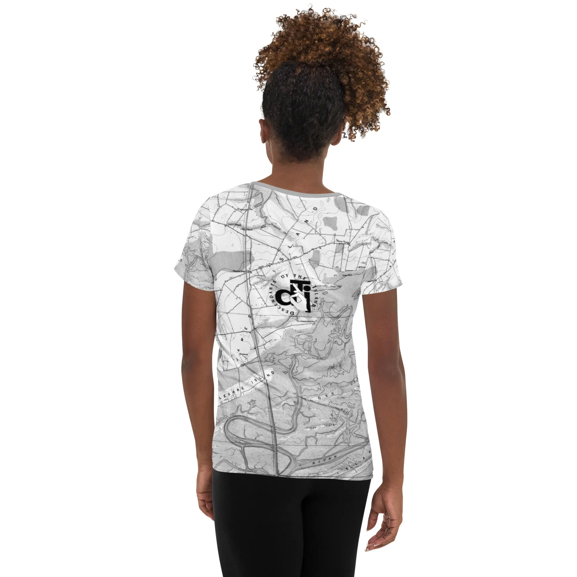 Descendants of the Island JI Map B W Women's Athletic T-shirt