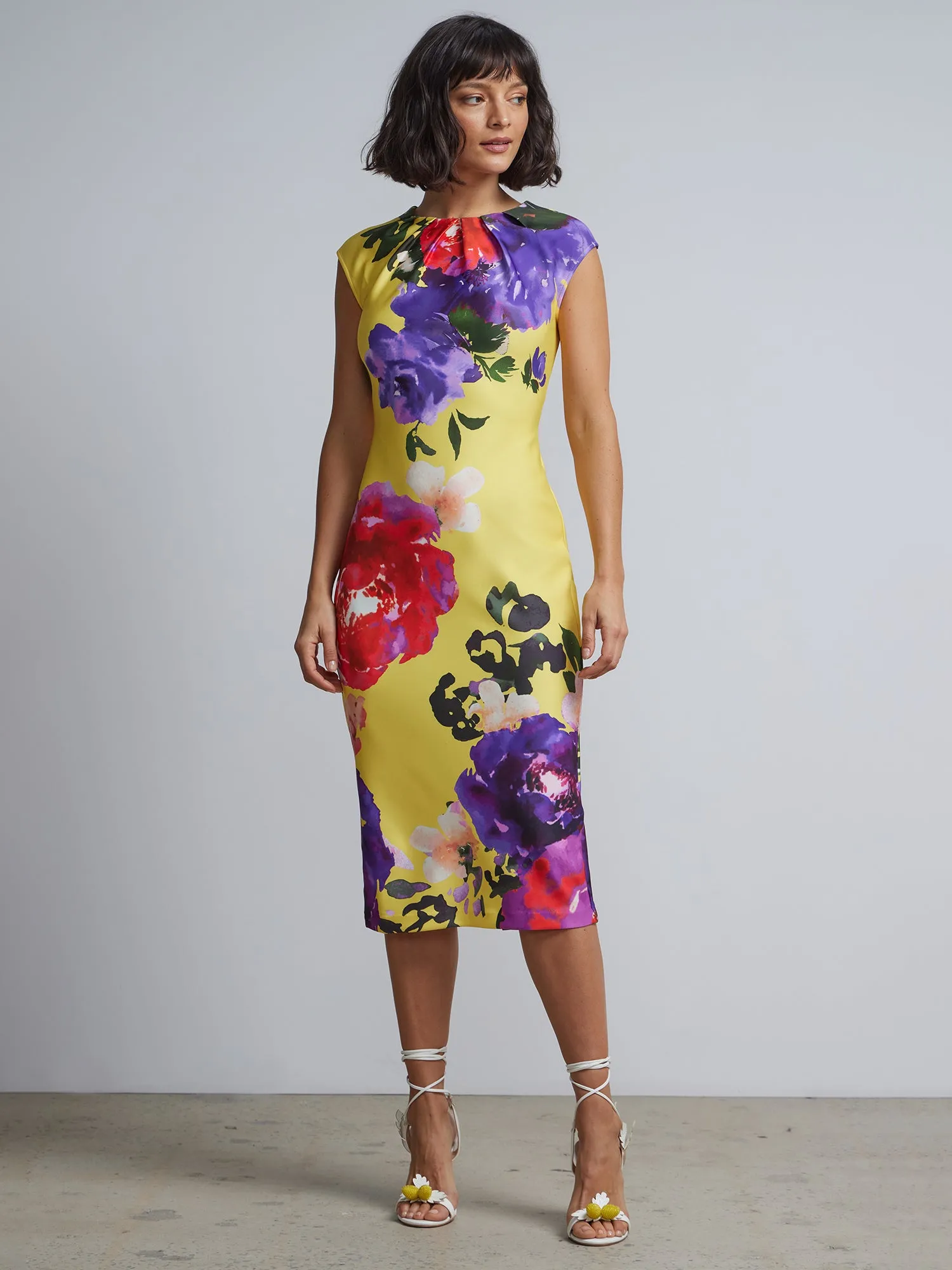 Floral-Print Midi Sheath Dress