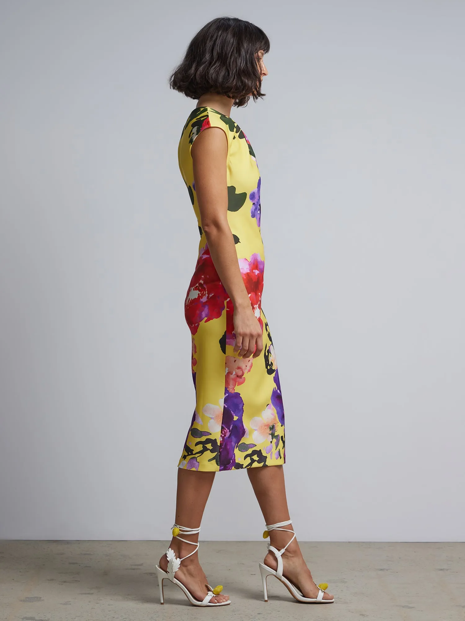 Floral-Print Midi Sheath Dress