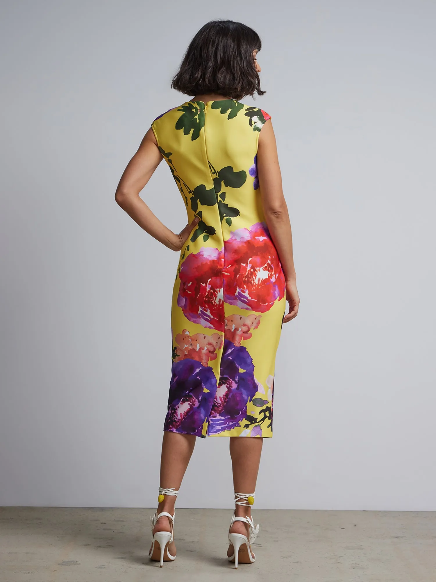 Floral-Print Midi Sheath Dress