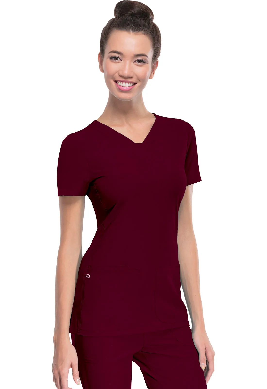 HeartSoul Women's Pitter-Pat V-Neck Solid Scrub Top