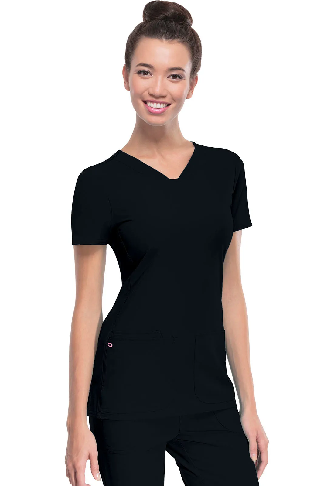 HeartSoul Women's Pitter-Pat V-Neck Solid Scrub Top