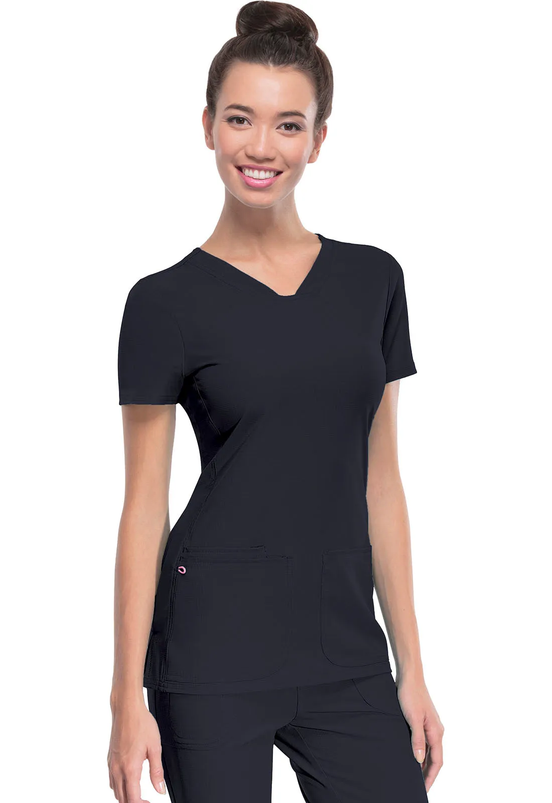 HeartSoul Women's Pitter-Pat V-Neck Solid Scrub Top