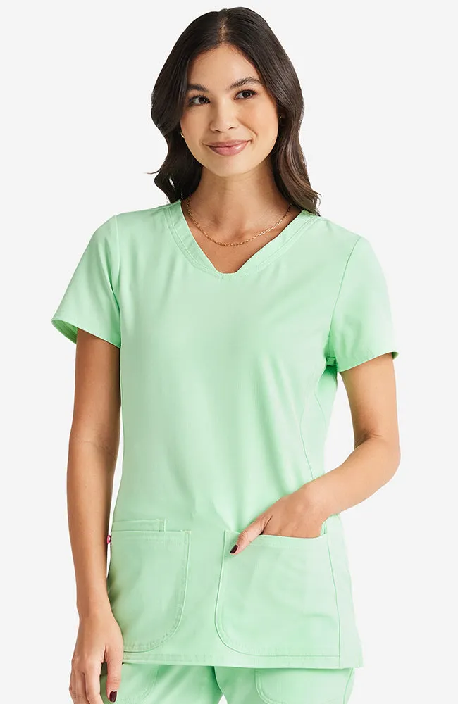 HeartSoul Women's Pitter-Pat V-Neck Solid Scrub Top
