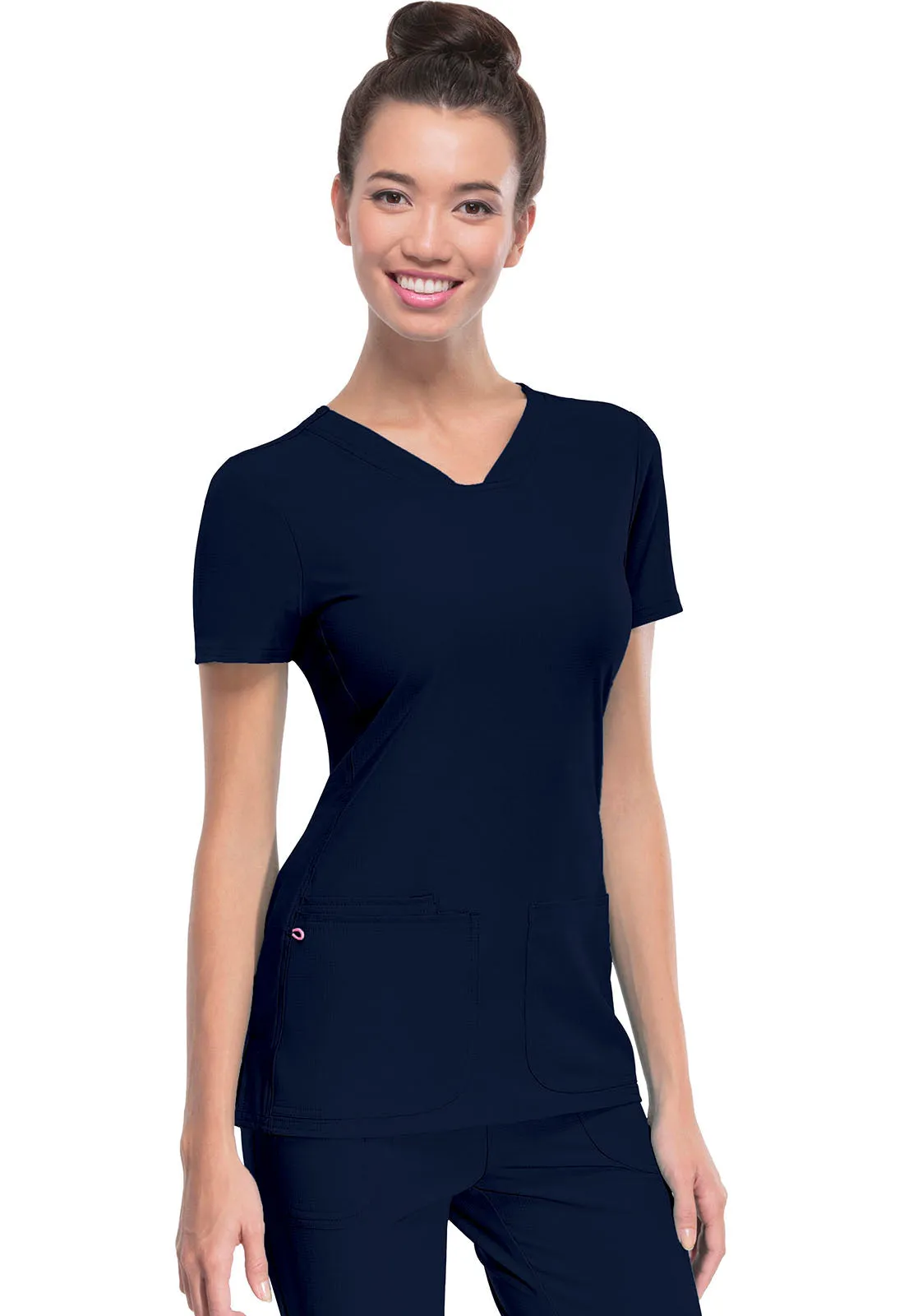 HeartSoul Women's Pitter-Pat V-Neck Solid Scrub Top