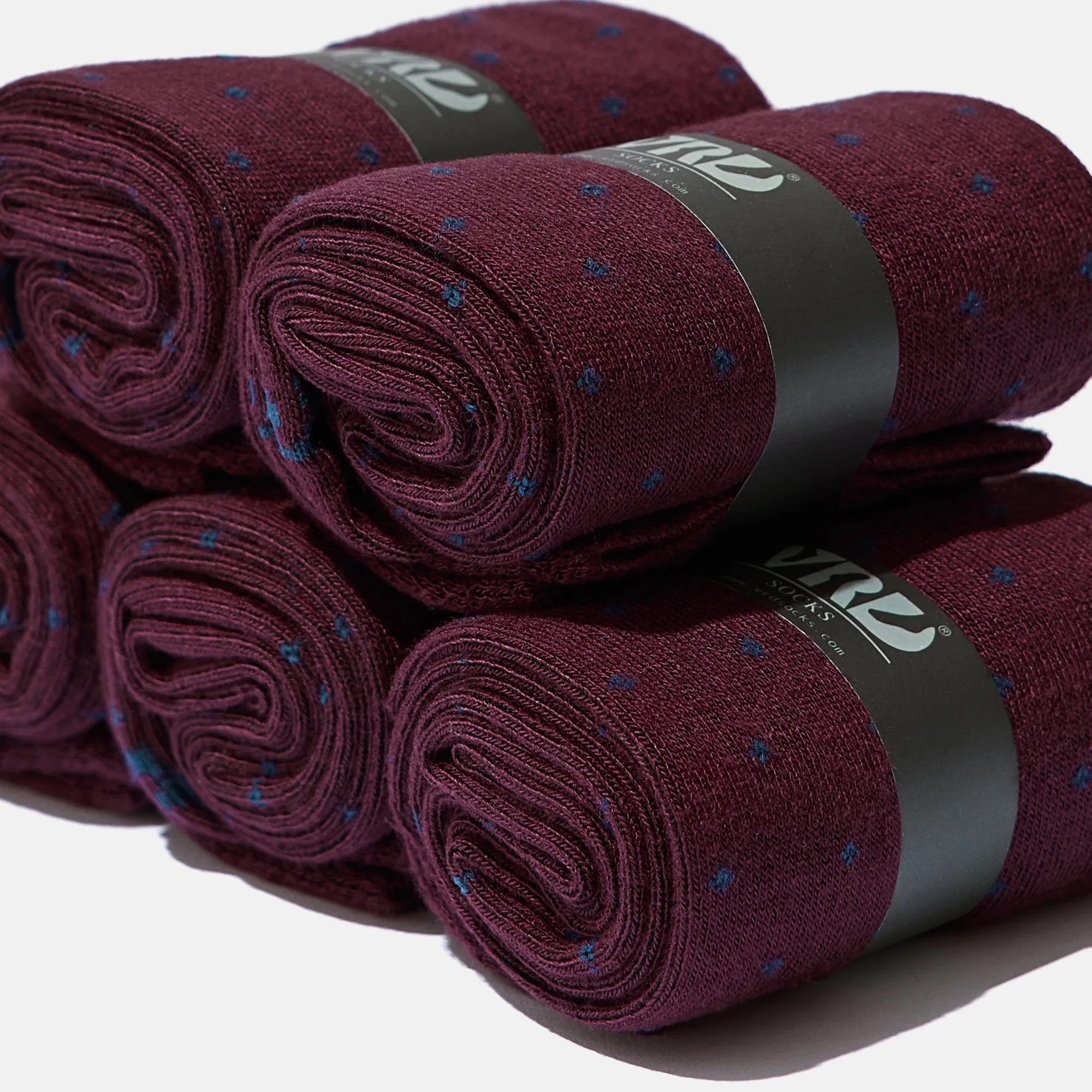 Men's Bamboo Dress Socks • Dotted Pack of 1/3/5 Pairs • Burgundy