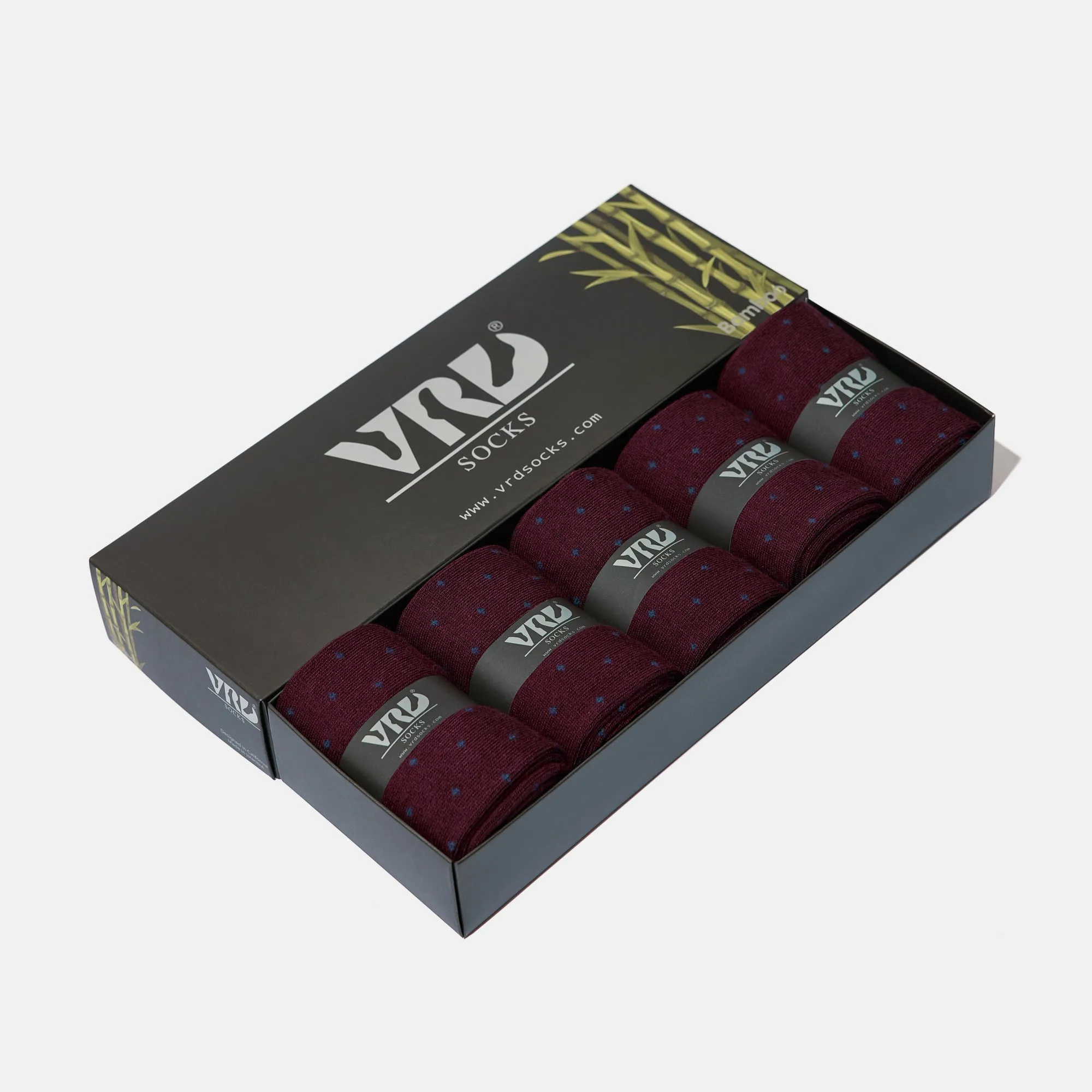 Men's Bamboo Dress Socks • Dotted Pack of 1/3/5 Pairs • Burgundy