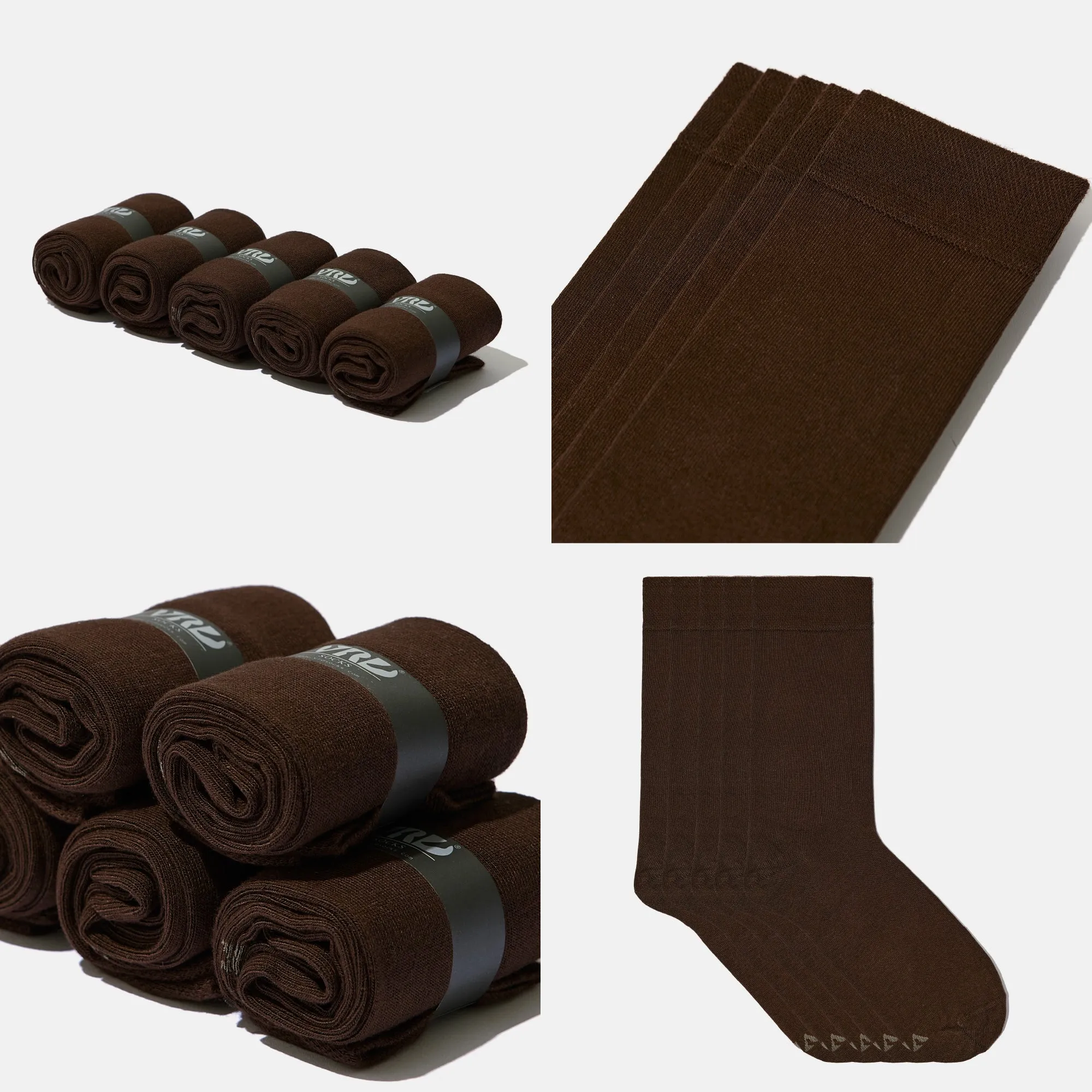Men's Bamboo Dress Socks - Solid Pack of 1/3/5 Pairs Dark Brown