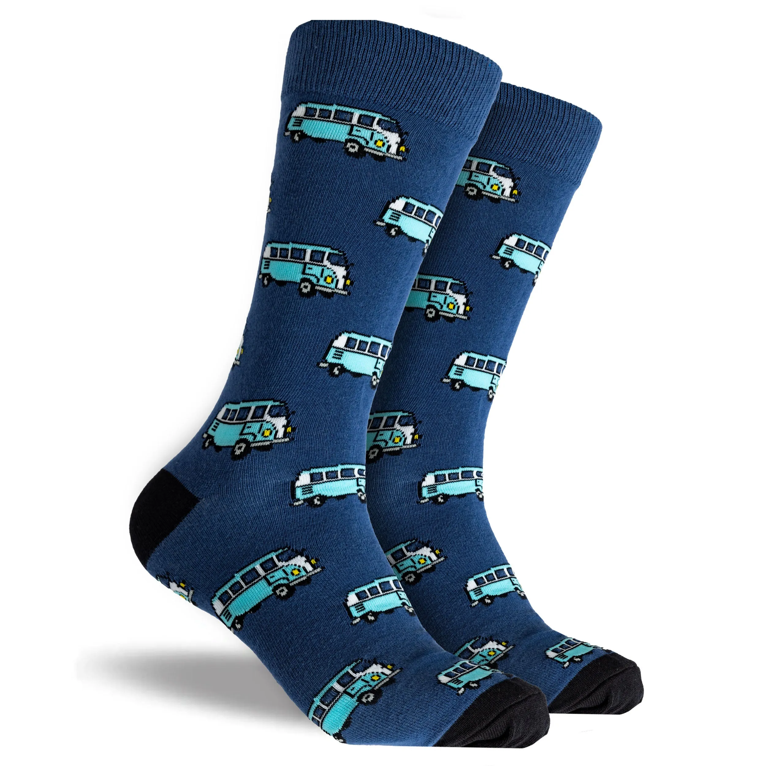 Men's Kombi & Bettle Volkswagen Cotton Crew Socks 3 Pack Gift Box - Blue & Grey