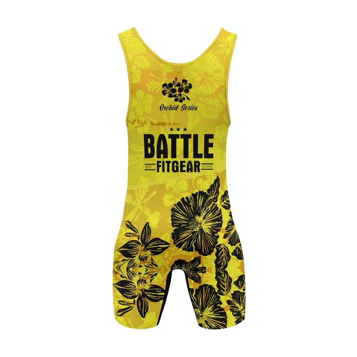 Orchid Series Floral Yellow Heart Pattern Wrestling Singlets