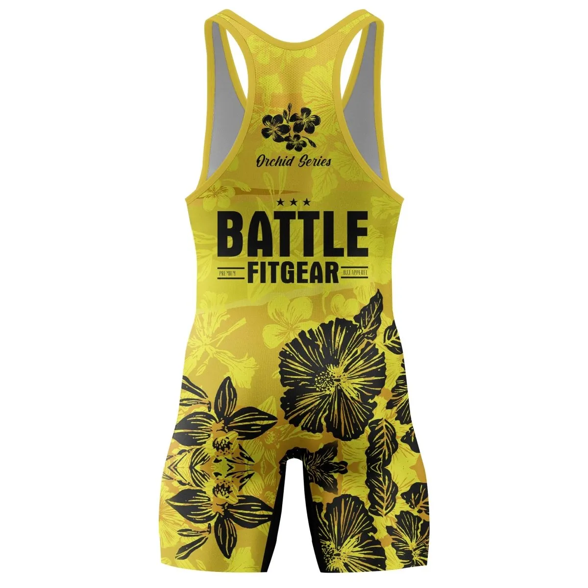 Orchid Series Floral Yellow Heart Pattern Wrestling Singlets