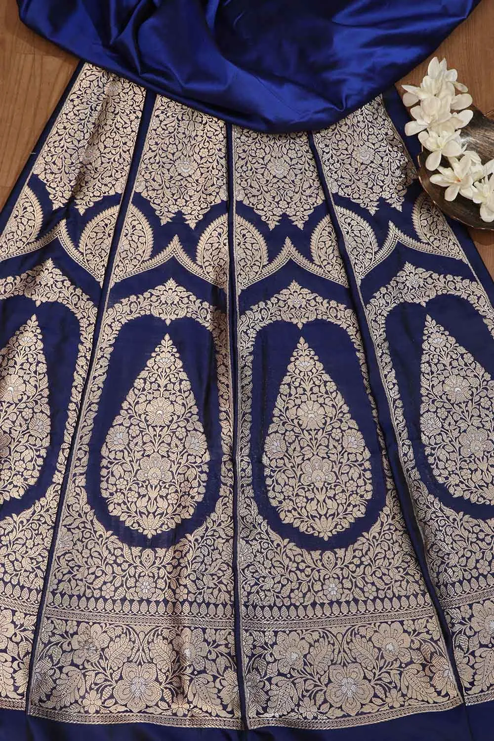Royal Blue Banarasi Silk Lehenga Set - Pure Elegance