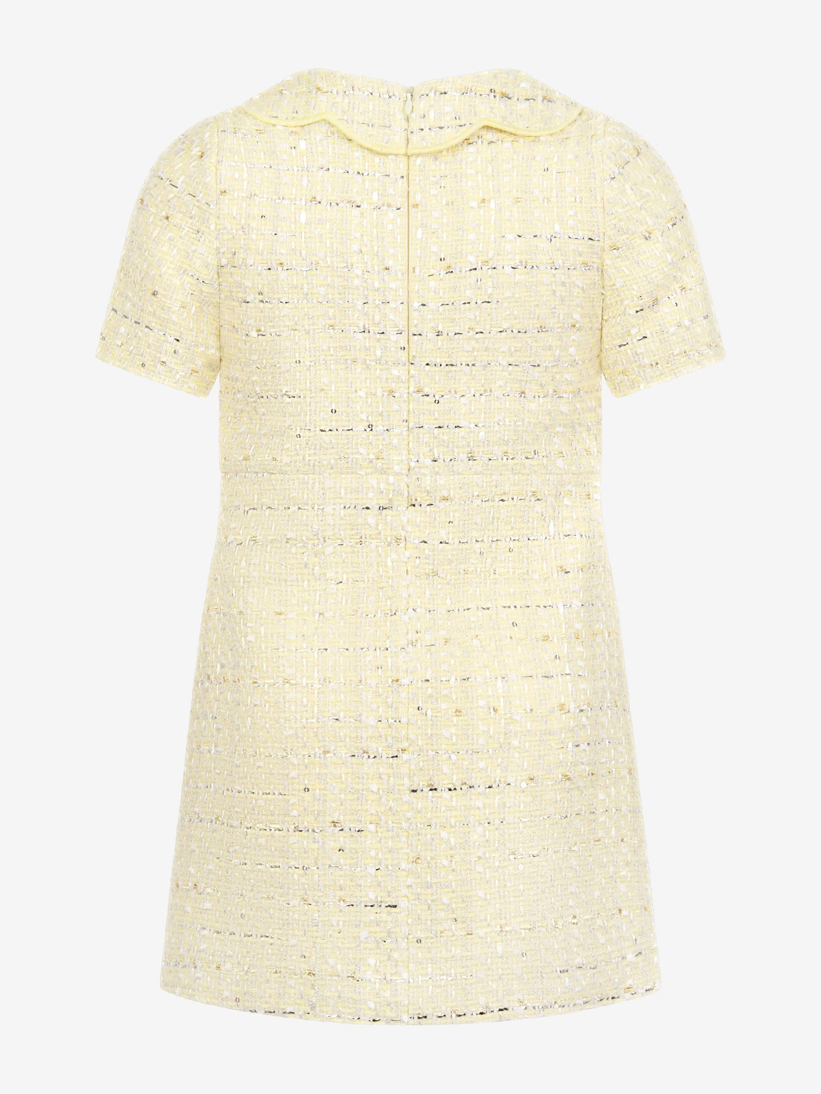 Self Portrait Girls Boucle Dress in Yellow