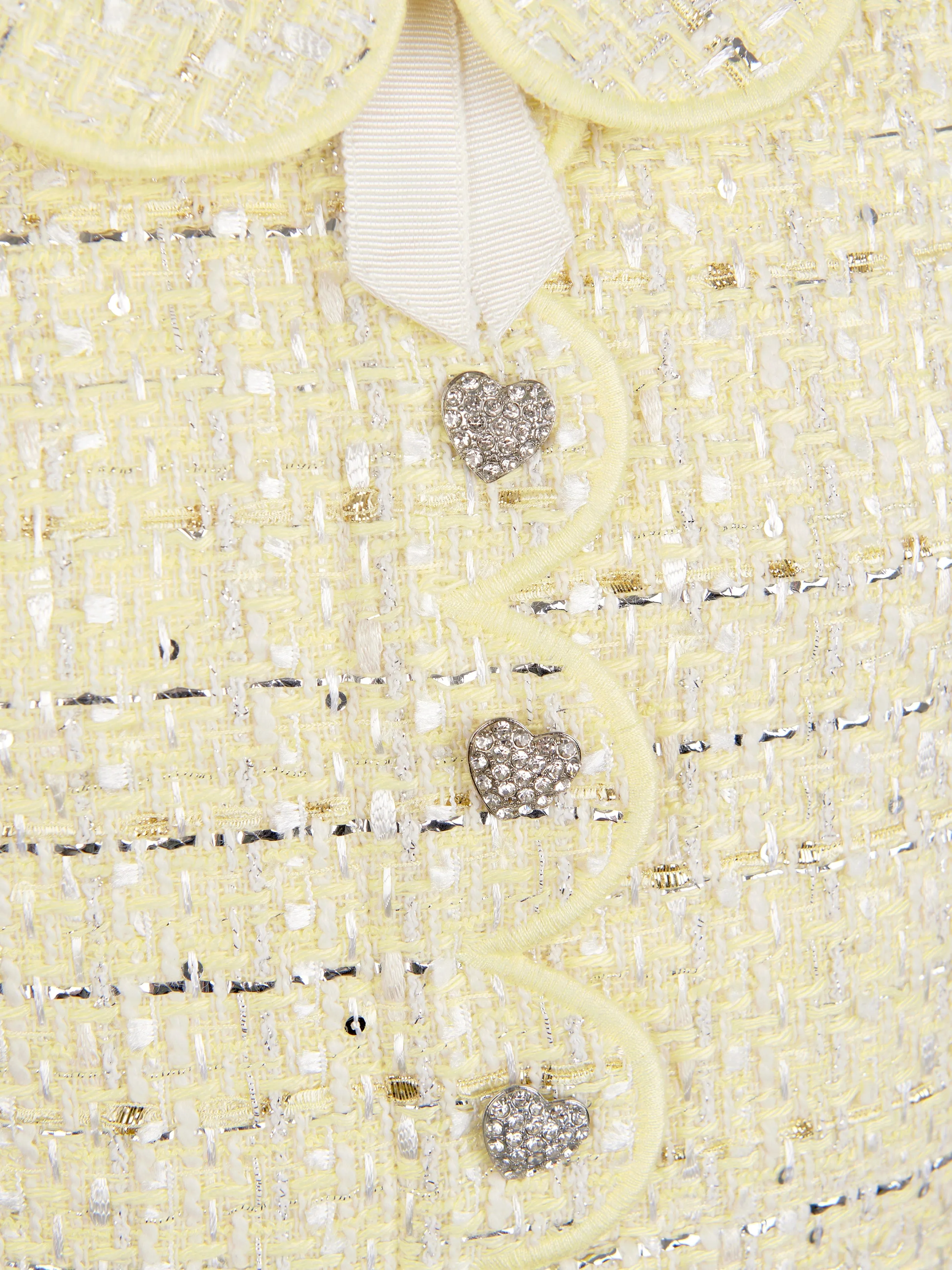 Self Portrait Girls Boucle Dress in Yellow