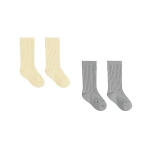 Socks Set of 2 - Sky   Yellow by Quincy Mae