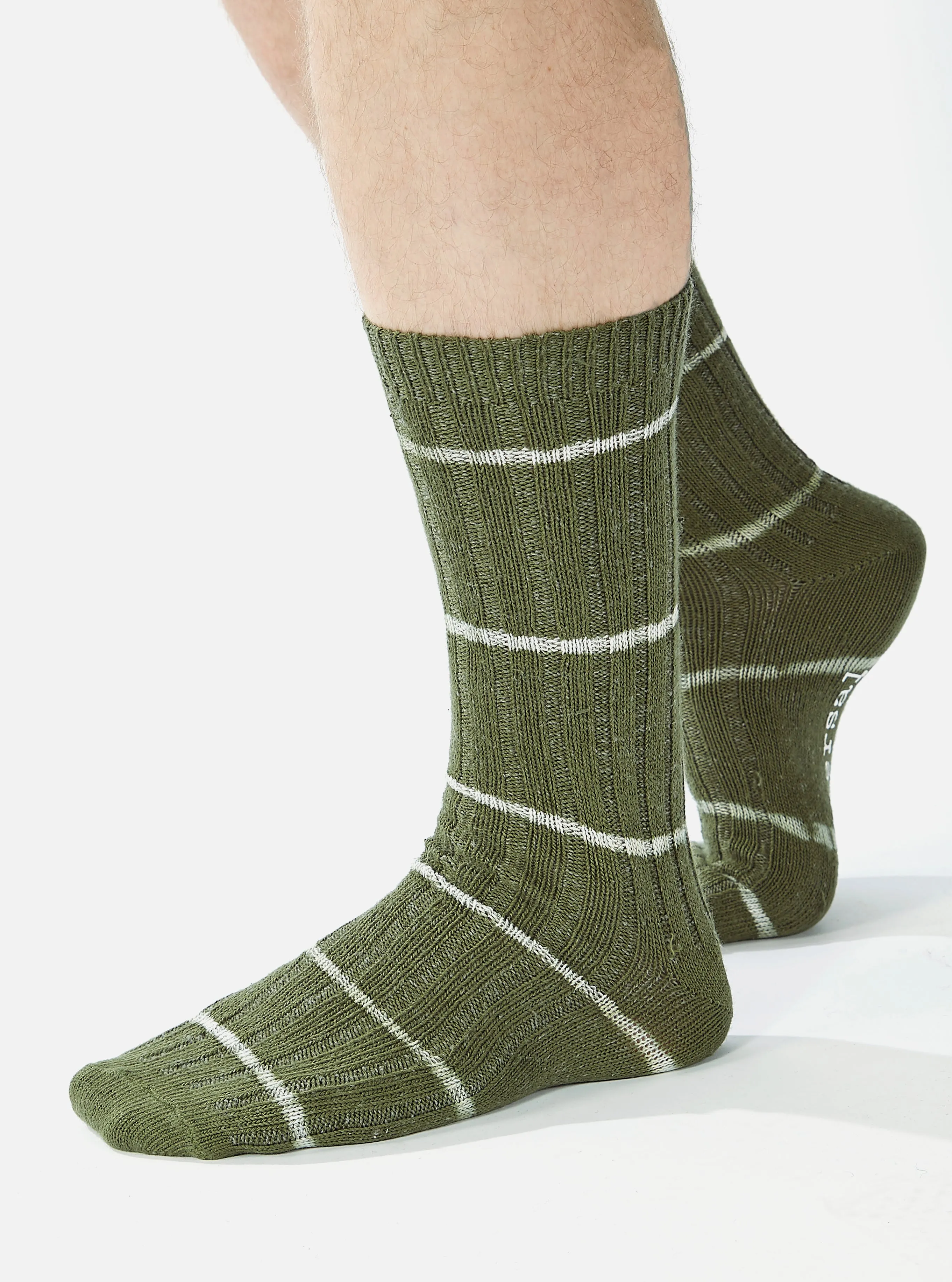 Universal Works Slub Sock in Olive Tie Dye Knit