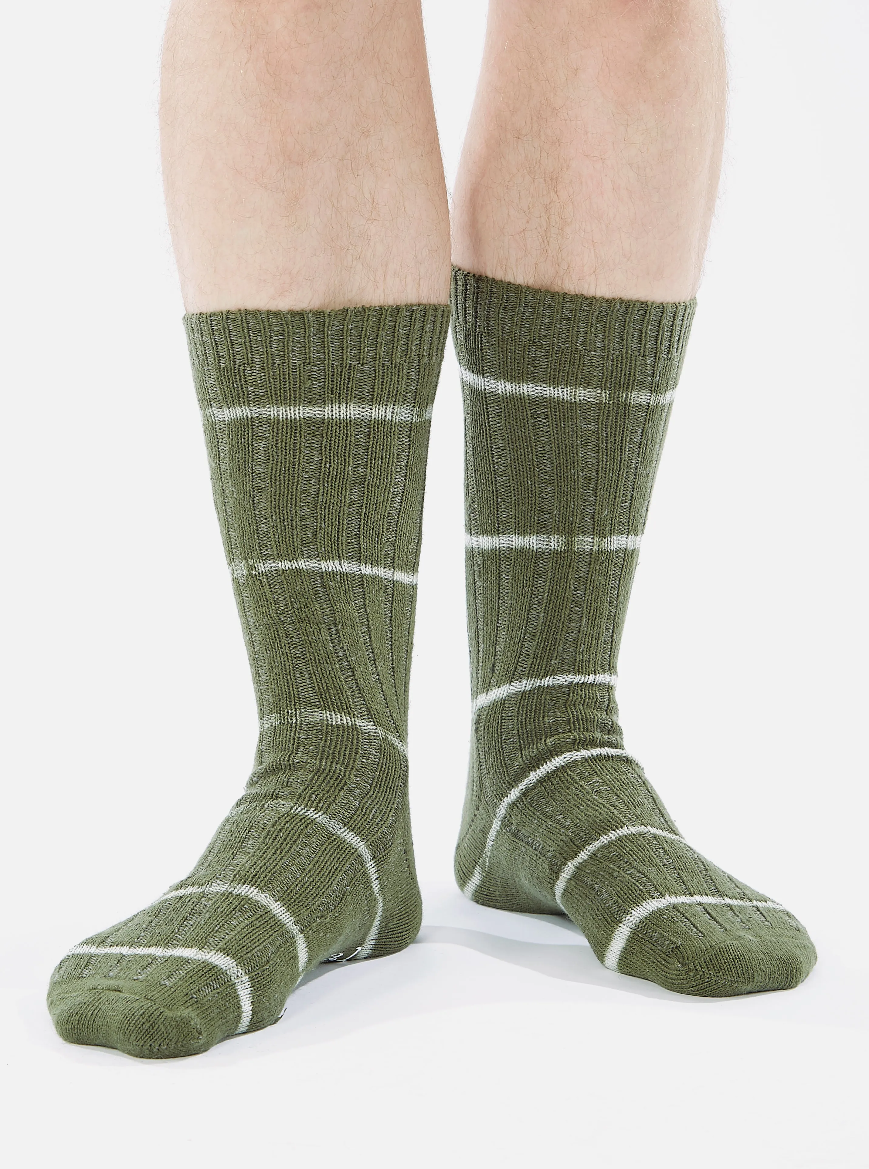 Universal Works Slub Sock in Olive Tie Dye Knit