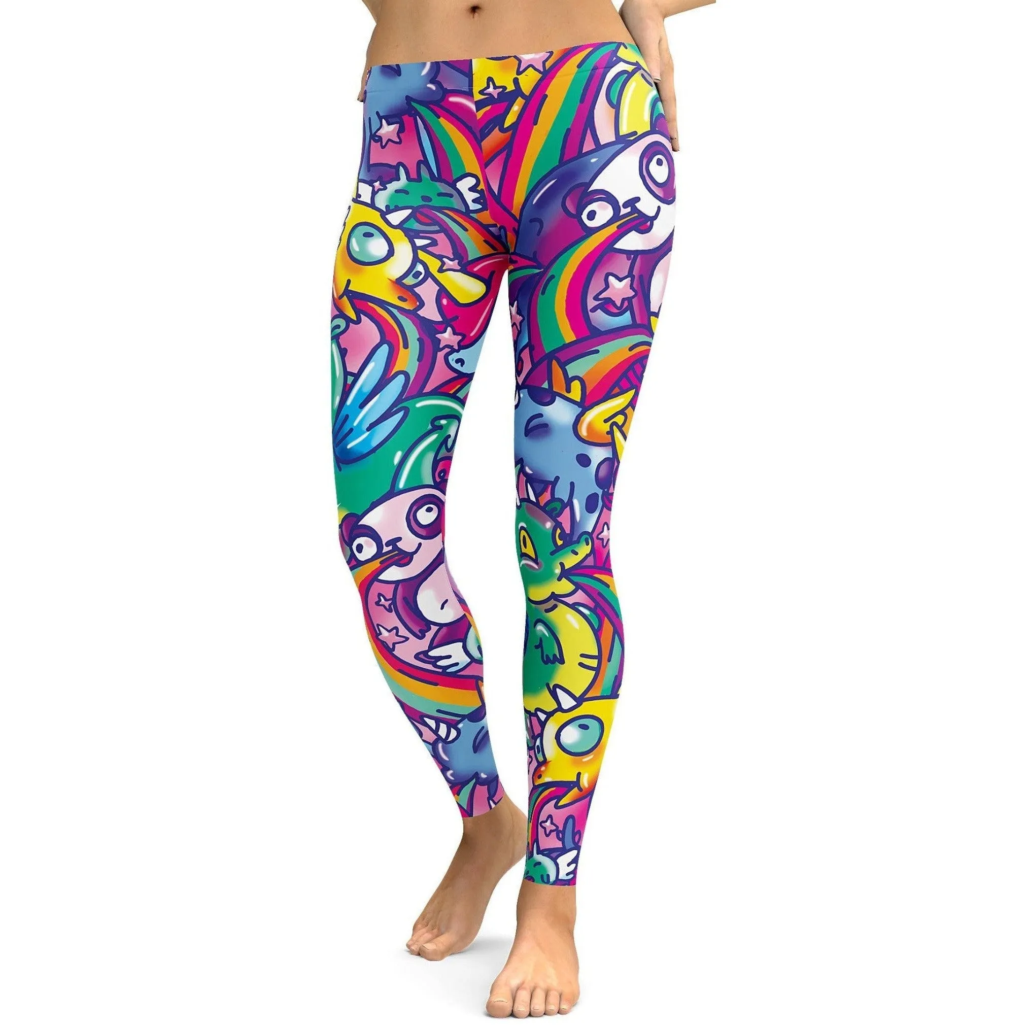 Vibrant Puking Animal Leggings