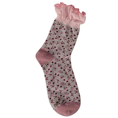 Women Ankle Casual Socks, Funcat Ladies Girls Fashion Floral Pattern Rumi Lace Novelty Gift Crew Dress Socks 4 Pairs
