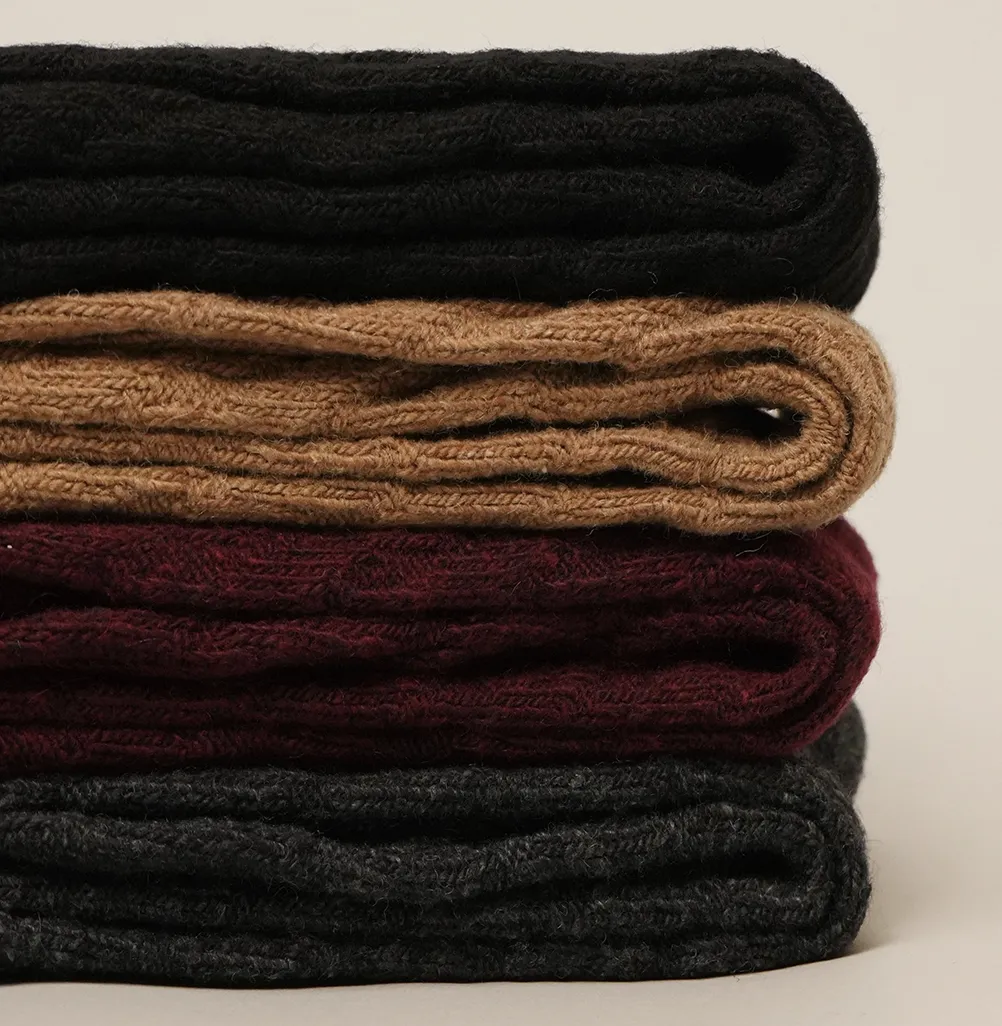 Women's Rib Knitted Wool Blend Crew Socks
